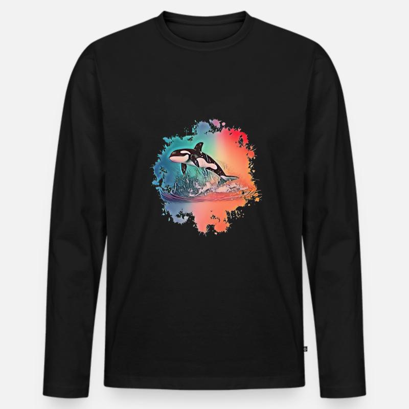Orca - Männer Premium Bio Langarmshirt - Schwarz