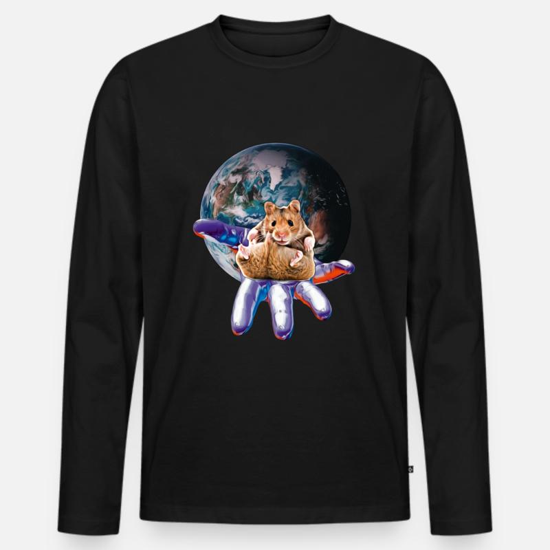 Hamster - Männer Premium Bio Langarmshirt - Schwarz
