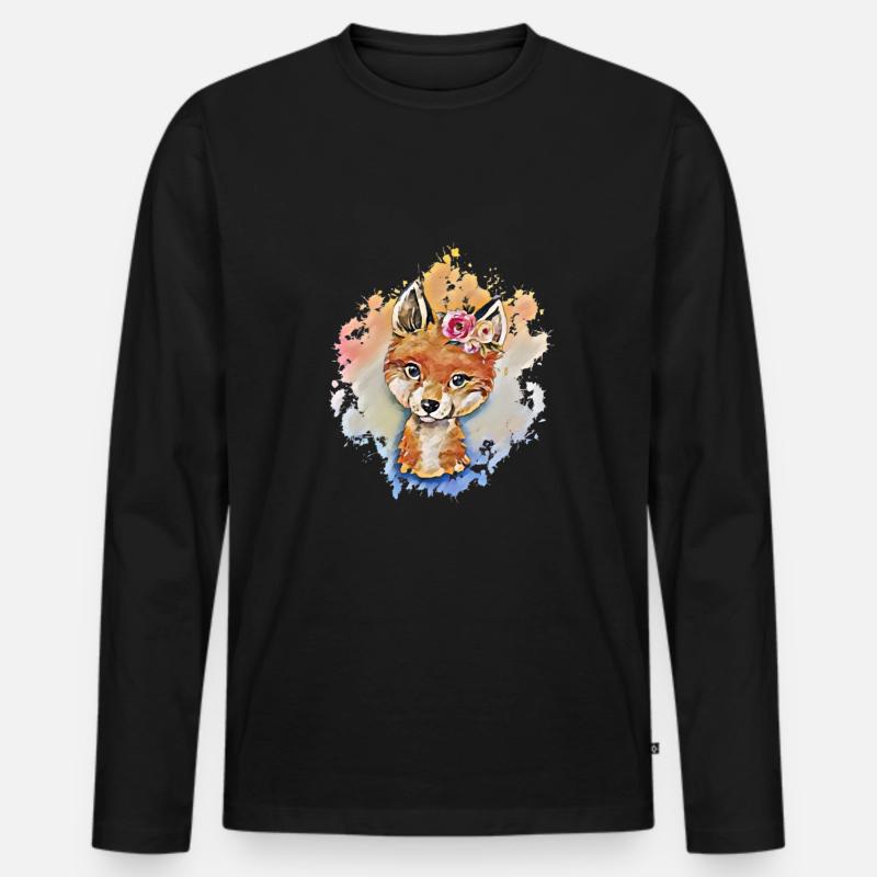 Fuchs - Männer Premium Bio Langarmshirt - Schwarz