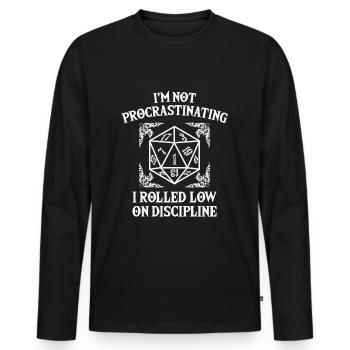 Dungeons D20s Cube DM Procrastination RPG Gamer - Men's Premium Organic Long Sleeve Shirt - black - Front - Nico (187cm)