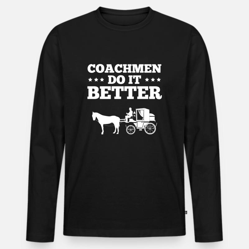Kutscher Kutsche Pferd - Männer Premium Bio Langarmshirt - Schwarz