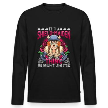 Schildmaid Viking Norse Mythology - Men's Premium Organic Long Sleeve Shirt - black - Front - Nico (187cm)