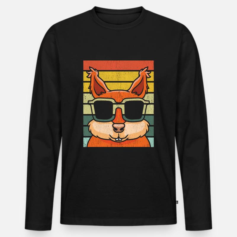 Eichhörnchen mit Sonnenbrille - Männer Premium Bio Langarmshirt - Schwarz
