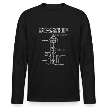 Starship SpaceX Blueprint - Men's Premium Organic Long Sleeve Shirt - black - Front - Nico (187cm)