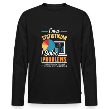 Analyse des données Informatique Statistics - T-shirt manches longues Premium bio Homme - noir - Devant - Nico (187cm)