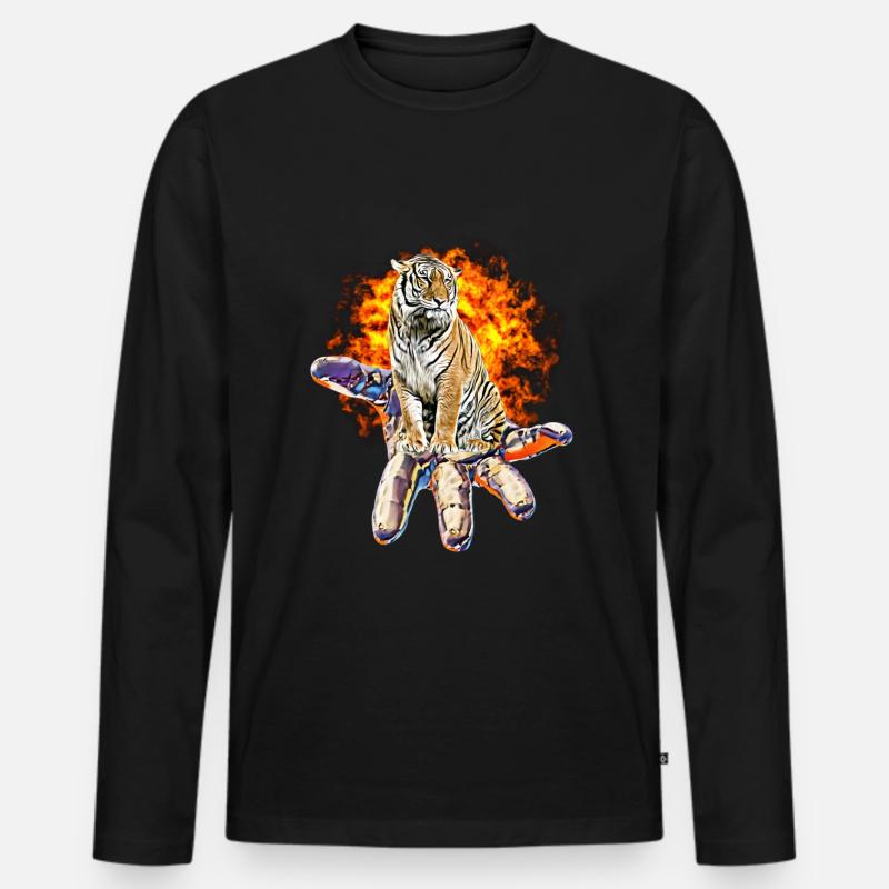 Tiger - Männer Premium Bio Langarmshirt - Schwarz