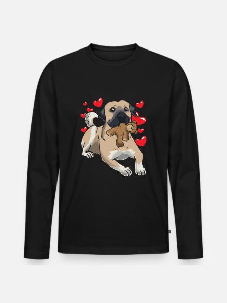 Cane Kangal con pel pelati e molti cuori - Maglia a manica lunga ecologica premium da uomo - nero