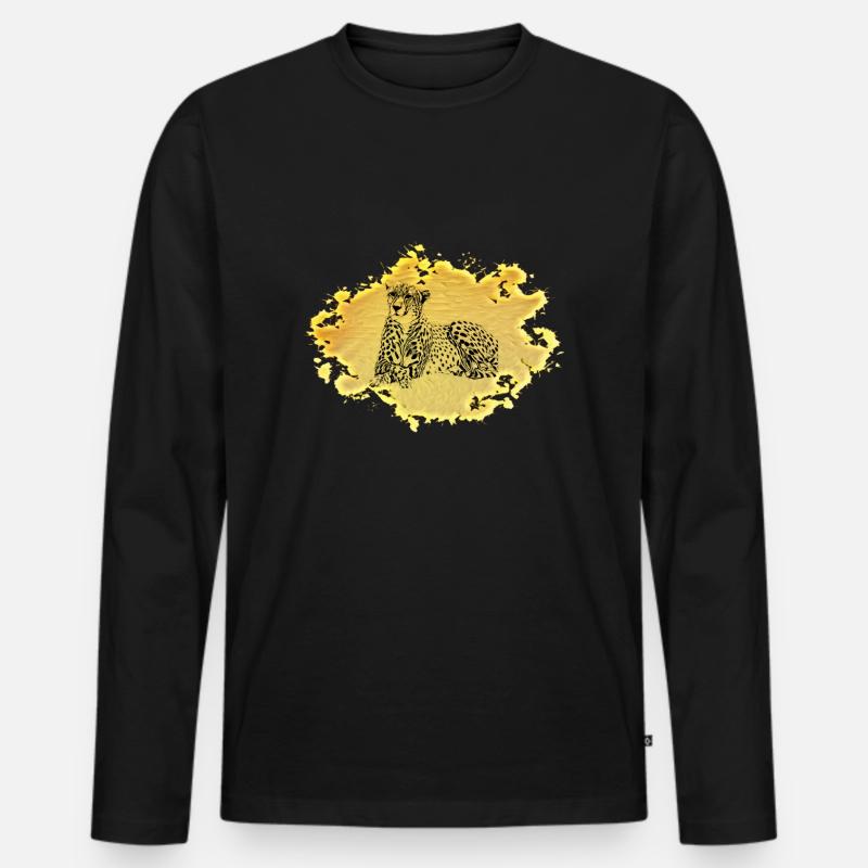 Gepard - Männer Premium Bio Langarmshirt - Schwarz