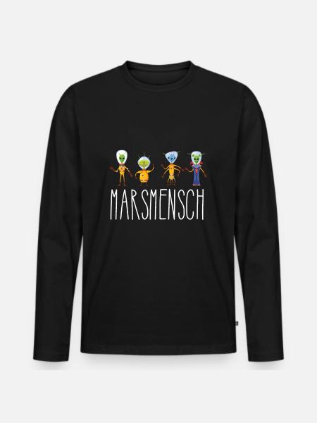 Marsmensch Alien Ufo - Männer Premium Bio Langarmshirt - Schwarz