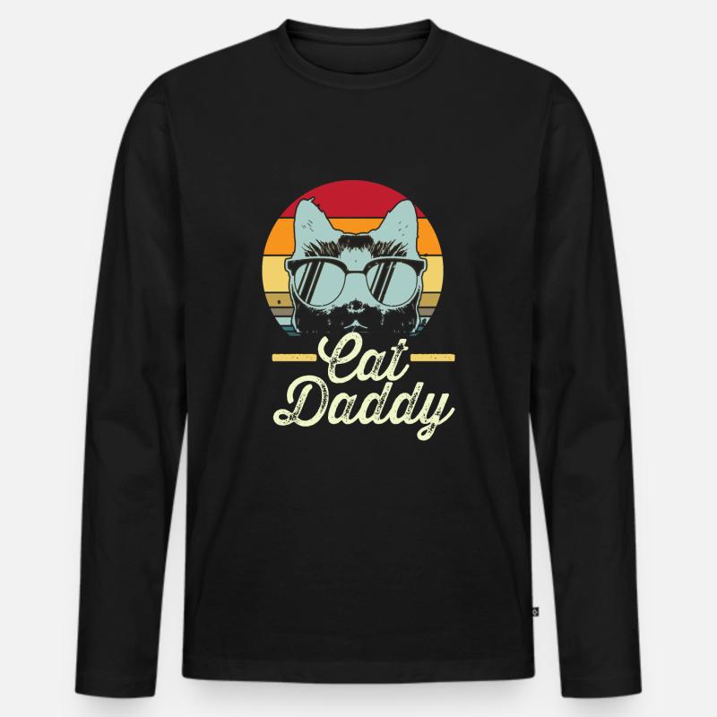Cat Daddy retro - Männer Premium Bio Langarmshirt - Schwarz