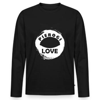 PIEROGI Pologne Amour pour la nourriture slave Plat - T-shirt manches longues Premium bio Homme - noir - Devant - Nico (187cm)