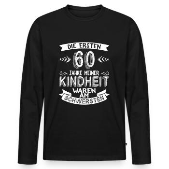 60 Geburtstag - Männer Premium Bio Langarmshirt - Schwarz - Vorne - Nico (187cm)