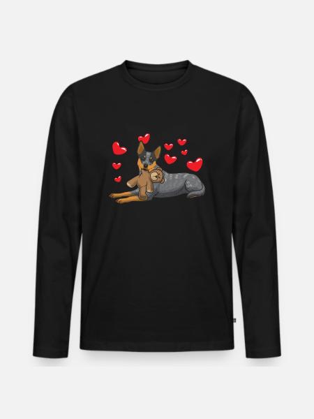 Australien Cattle Dog mit stofftier - Männer Premium Bio Langarmshirt - Schwarz