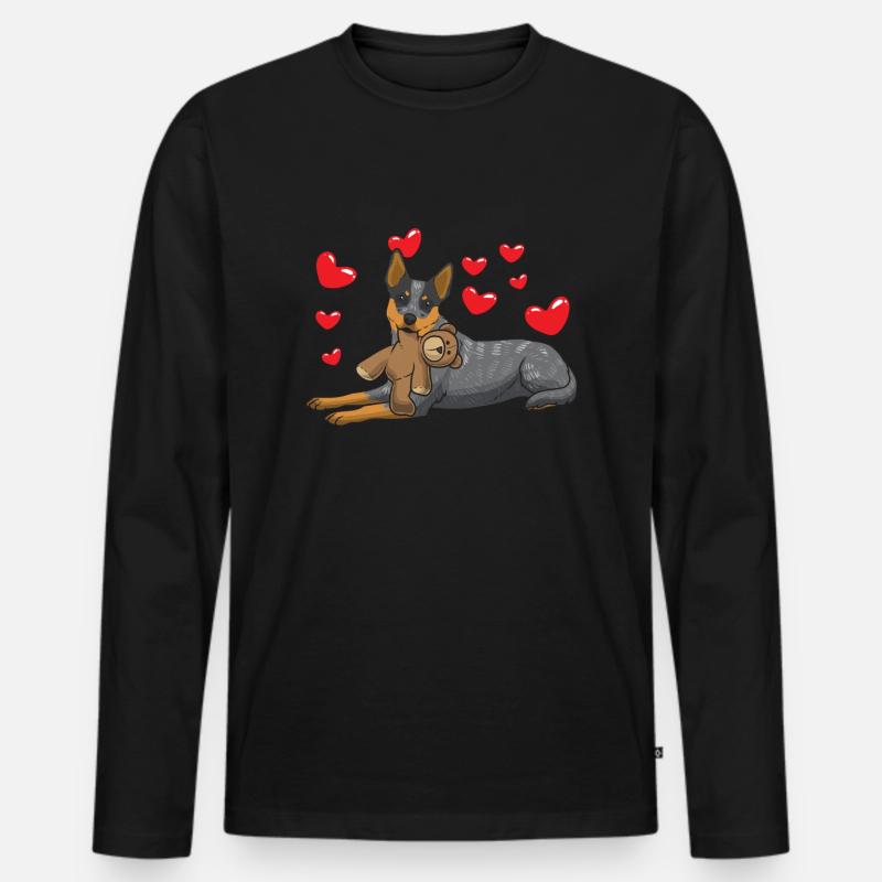Australien Cattle Dog mit stofftier - Männer Premium Bio Langarmshirt - Schwarz