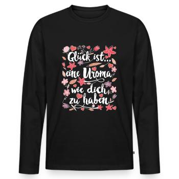 Uroma - Männer Premium Bio Langarmshirt - Schwarz - Vorne - Nico (187cm)