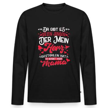 Mama und Sohn - Männer Premium Bio Langarmshirt - Schwarz - Vorne - Nico (187cm)