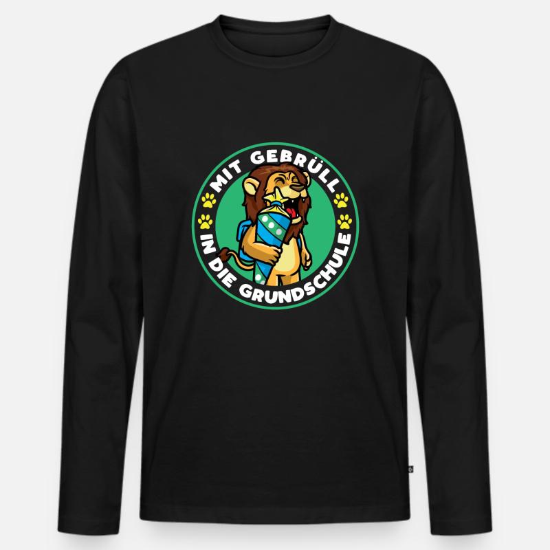 Schulkind Einschulung Löwe - Männer Premium Bio Langarmshirt - Schwarz