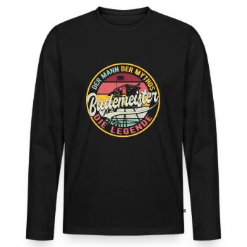 Maître nageur maître-nageur - T-shirt manches longues Premium bio Homme - noir - Devant - Nico (187cm)