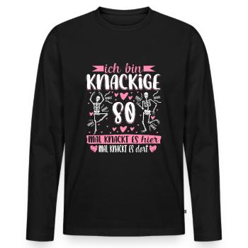 80 Geburtstag - Männer Premium Bio Langarmshirt - Schwarz - Vorne - Nico (187cm)