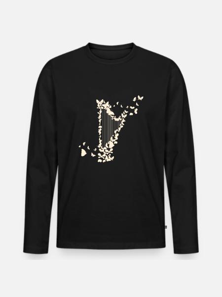 Harp and Harp Music Harpists - Men's Premium Organic Long Sleeve Shirt - black