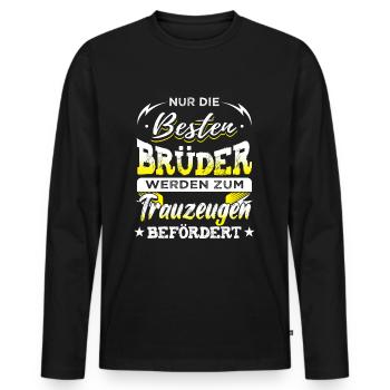 Trauzeuge Hochzeit - Männer Premium Bio Langarmshirt - Schwarz - Vorne - Nico (187cm)