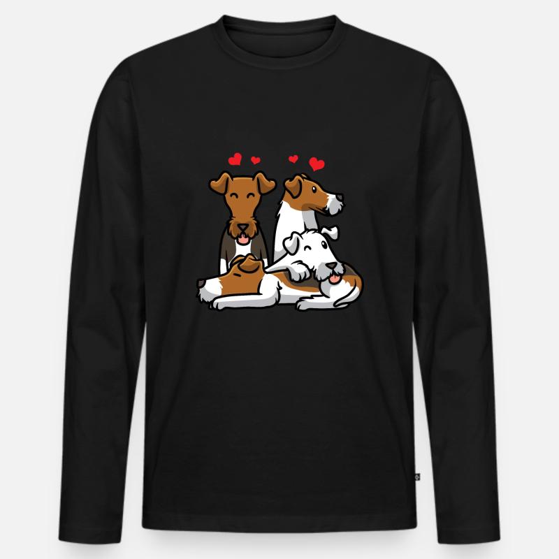 Foxterrier Drahthaar - Männer Premium Bio Langarmshirt - Schwarz