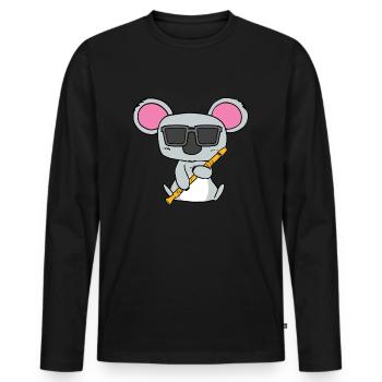 Koala Flûte à bec - T-shirt manches longues Premium bio Homme - noir - Devant - Nico (187cm)