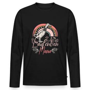 Laufente Laufenten Mama - Männer Premium Bio Langarmshirt - Schwarz - Vorne - Nico (187cm)