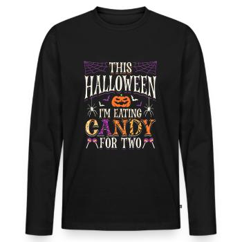Halloween Enceinte - T-shirt manches longues Premium bio Homme - noir - Devant - Nico (187cm)
