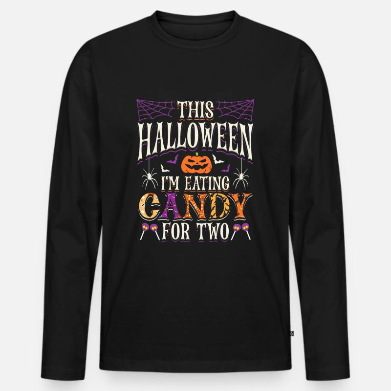 Halloween Schwanger - Männer Premium Bio Langarmshirt - Schwarz