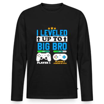 Zum ersten Mal Big Brother Gamer Boy 2023 neuer Bruder - Männer Premium Bio Langarmshirt - Schwarz - Vorne - Nico (187cm)