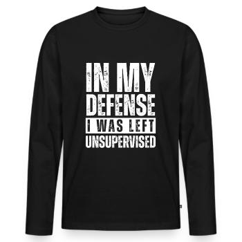 pour ma défense, j’ai été laissé sans surveillance Chemise cadeau - T-shirt manches longues Premium bio Homme - noir - Devant - Nico (187cm)