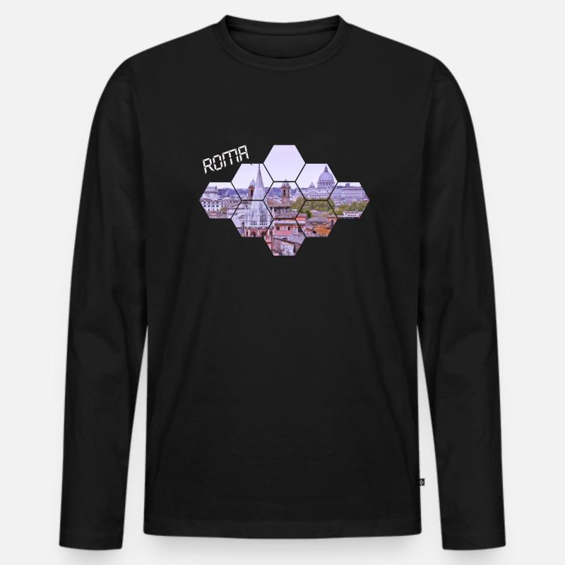 Roma - Männer Premium Bio Langarmshirt - Schwarz