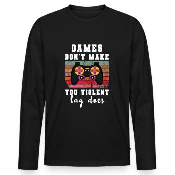 Games don't make violent lag does funny gamer - Men's Premium Organic Long Sleeve Shirt - black - Front - Nico (187cm)