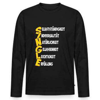 Single in starken Worten - Männer Premium Bio Langarmshirt - Schwarz - Vorne - Nico (187cm)
