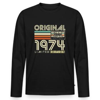 1974 Vintage Birthday Vintage Retro Gift - Men's Premium Organic Long Sleeve Shirt - black - Front - Nico (187cm)