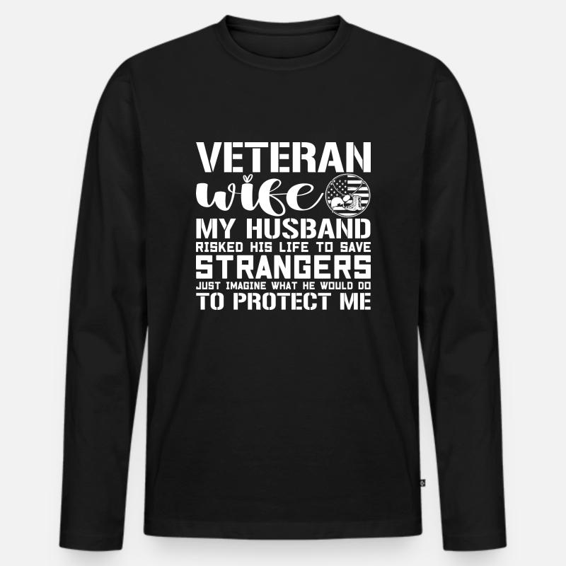Veteranen-Ehefrau - Männer Premium Bio Langarmshirt - Schwarz