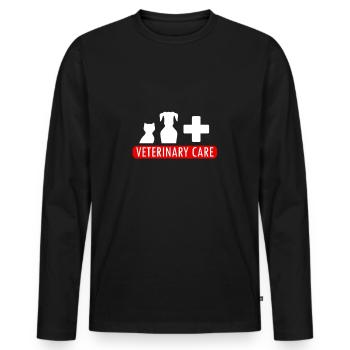 Soins vétérinaires - T-shirt manches longues Premium bio Homme - noir - Devant - Nico (187cm)