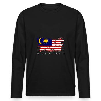 Malaisie Asie Drapeau Bannière Personnes État Pays Fierté - T-shirt manches longues Premium bio Homme - noir - Devant - Nico (187cm)