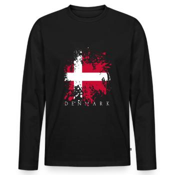 Denmark Dänemark Dansk kopenhagen Flagge Fahne - Männer Premium Bio Langarmshirt - Schwarz - Vorne - Nico (187cm)