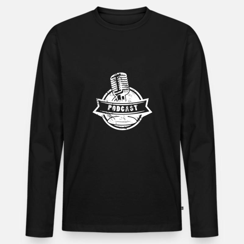 Podcast - Männer Premium Bio Langarmshirt - Schwarz