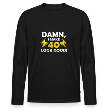 40th birthday - Men's Premium Organic Long Sleeve Shirt - black - Front - Nico (187cm)