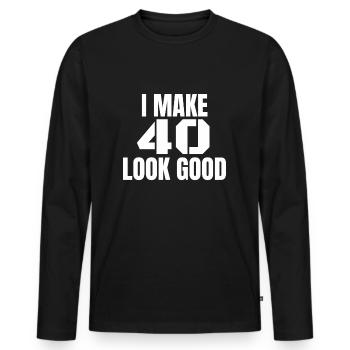 40th birthday - Men's Premium Organic Long Sleeve Shirt - black - Front - Nico (187cm)