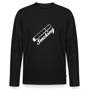 Smoking T-Shirt - Men's Premium Organic Long Sleeve Shirt - black - Front - Nico (187cm)