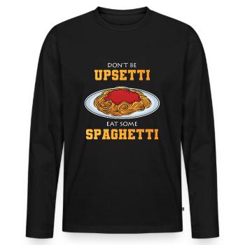 Spaghetti Funny - Men's Premium Organic Long Sleeve Shirt - black - Front - Nico (187cm)