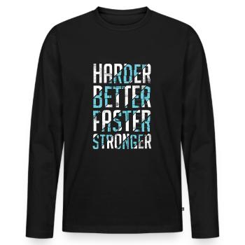Better Faster Stronger - T-shirt manches longues Premium bio Homme - noir - Devant - Nico (187cm)