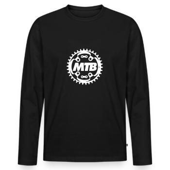 MTB - Männer Premium Bio Langarmshirt - Schwarz - Vorne - Nico (187cm)