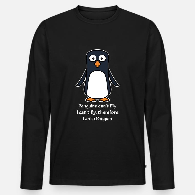 Ich bin ein Pinguin - Männer Premium Bio Langarmshirt - Schwarz