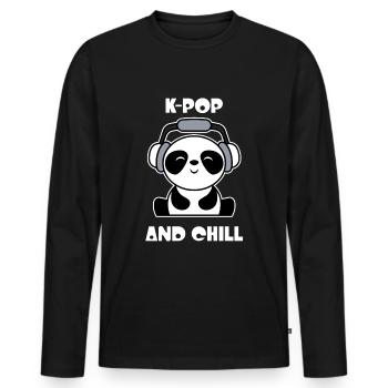 K-Pop - T-shirt manches longues Premium bio Homme - noir - Devant - Nico (187cm)