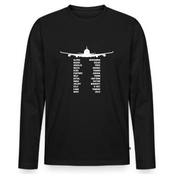 Pilot alphabet - Men's Premium Organic Long Sleeve Shirt - black - Front - Nico (187cm)